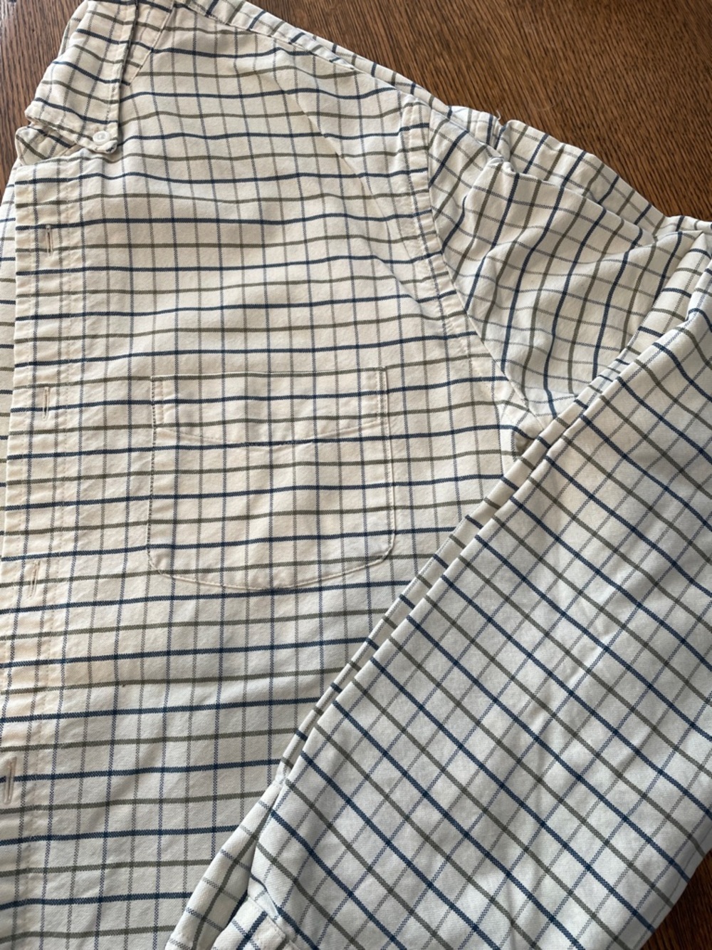 J. Crew White Button-Down Shirt with Blue Windowpane Check